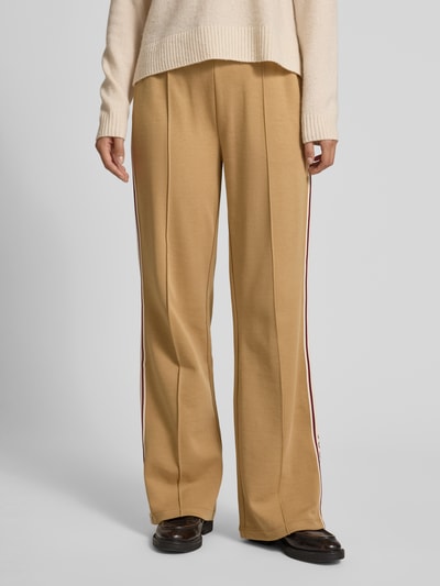 JOOP! Wide leg sweatpants met vaste persplooien, model 'TALINA' Camel - 4
