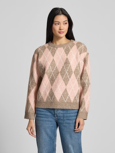 FREE/QUENT Gebreide pullover met ronde hals, model 'Grsargyle' Lichtroze - 4