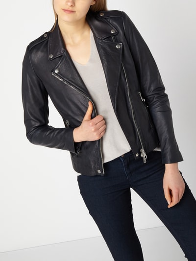 Set Lederjacke im Biker-Look Dunkelblau 3