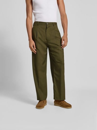 Marni Stoffen broek met persplooien van scheerwol Olijfgroen - 4