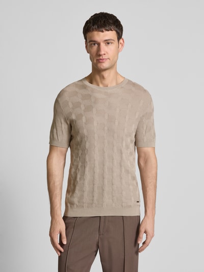 JOOP! Collection Gebreid shirt met ronde hals, model 'Mailon' Lichtbruin - 4