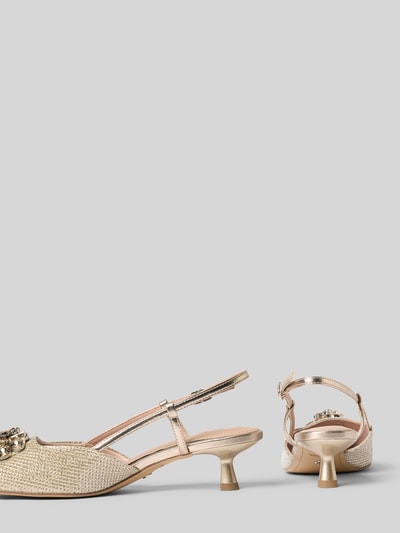 Produktfoto, Slingbacks mit Strasssteinbesatz von Tamaris in Beige mit Kitten-Heel-Absatz, elegante Struktur, Damen Slingbacks.