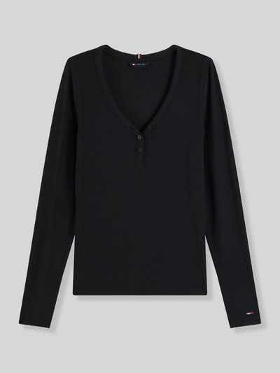 Tommy Jeans Bluzka z długim rękawem z dekoltem henley Czarny 2
