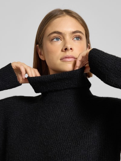 Pieces Loose Fit Rollkragenpullover mit Raglanärmeln Modell 'ELLEN' Black 3