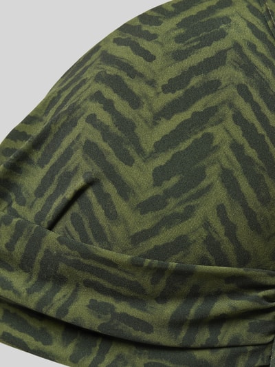 Produktfoto, Bikini-Oberteil mit Schnürung Modell 'EYRO CALENY' von Banana Moon im grünen Allover-Look mit Zebra-Muster, Material-Mix mit Stretch