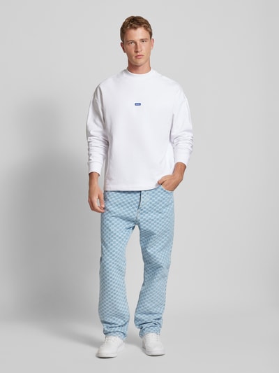 Hugo Blue Relaxed Fit Jeans mit Gitterkaro Modell 'Nate' Hellblau 1