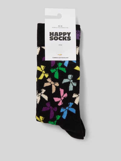 Happy Socks Sokken met motiefprint, model 'Bow' Zwart - 3