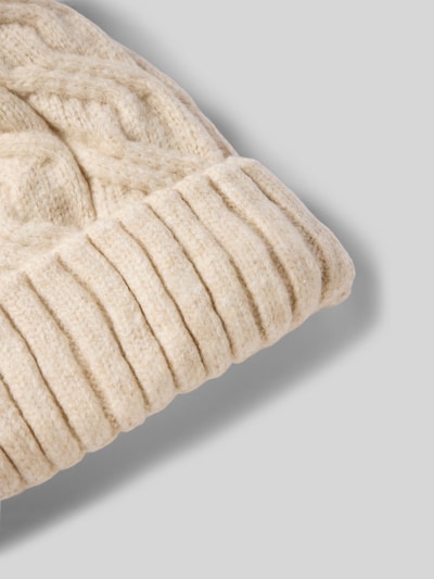 Kurt Beines Czapka z dzianiny z szerokim brzegiem i pomponem Beżowy 2