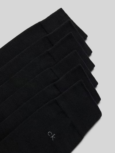 Productfoto, zwarte sokken van katoenmix met subtiel CK-logo, gladde structuur, set van 6, model 'SOCK 6P' van CK Calvin Klein, Heren