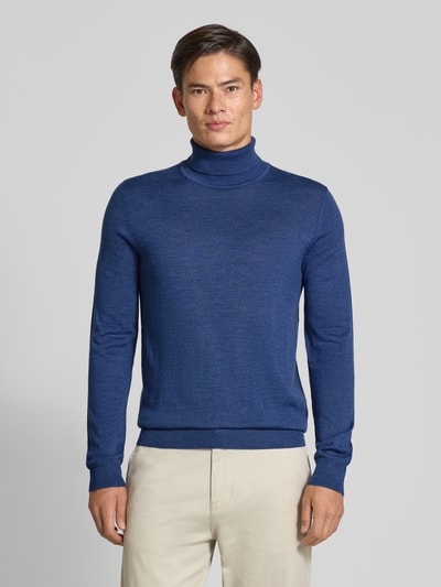 Christian Berg Men Pullover aus Merino-Mix mit Rollkragen Jeansblau Melange 4