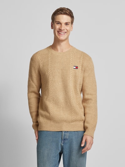 Tommy Jeans Strickpullover mit Zopfmuster Modell 'SLIM CABLE' Beige 4