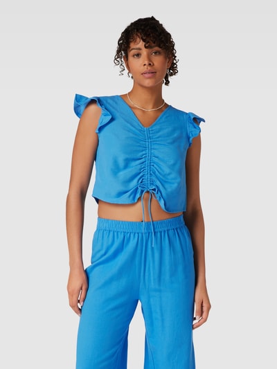 Pieces Crop Top mit V-Ausschnitt Modell 'MILANO' Bleu 4