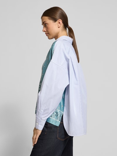 Weekend Max Mara Langarmbluse mit satinierter Frontpatchwork-Optik Petrol 3