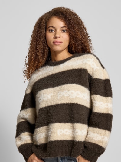 Pegador Oversized gebreide pullover van effectgaren, model 'VINCENZA' Middenbruin gemêleerd - 3