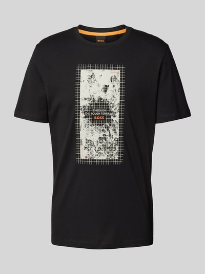 BOSS Orange T-shirt met ronde hals, model 'Metropolitan' Zwart - 2