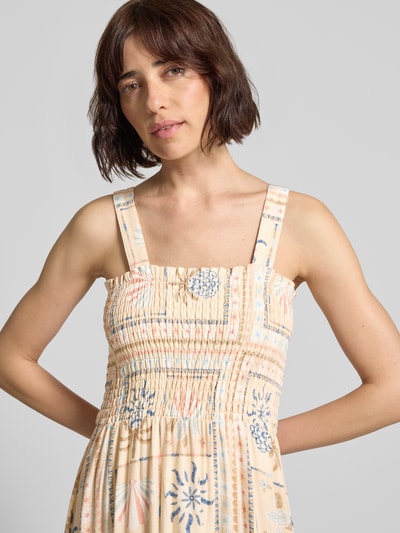 Jake*s Casual Maxikleid aus Viskose-Mix mit Smok-Details Beige 3