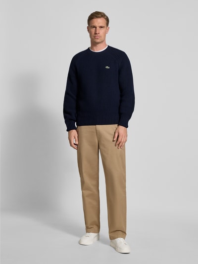 Lacoste Regular fit gebreide pullover van pure wol Marineblauw - 1