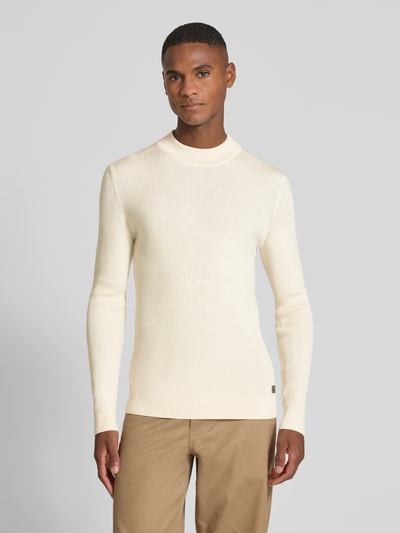 JOOP! Collection Strickpullover mit gerippten Abschlüssen Modell 'Donteo' Beige 4