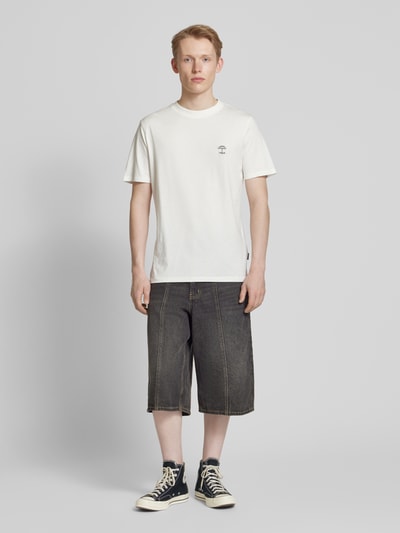 Blend T-Shirt mit geripptem Rundhalsausschnitt Modell 'JENS' Weiss 1