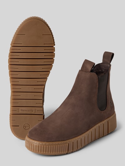 Produktfoto, Chelsea Boots aus echt rundleer von Tamaris, look: effen, punt van de schoen: rond, hakvorm: plat, logodetail, treklusje, licht profielzool, materiaalverwerking: generfd leer