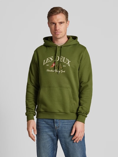 Les Deux Hoodie mit Logo-Stitching Modell 'Ivy' Khaki 4