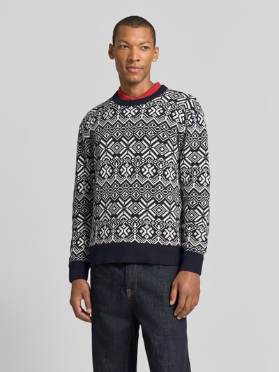 Tommy Hilfiger Sweter z detal z logo Granatowy 4