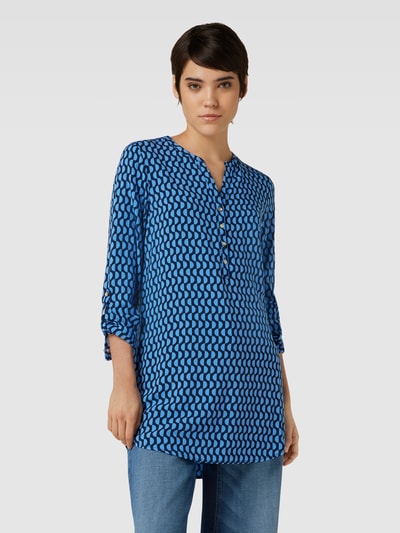 Montego Blouse van viscose met all-over print Donkerblauw - 4