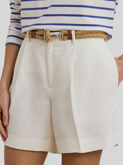 Lauren Ralph Lauren regular fit chinoshorts van mix van linnen en viscose Wit - 3