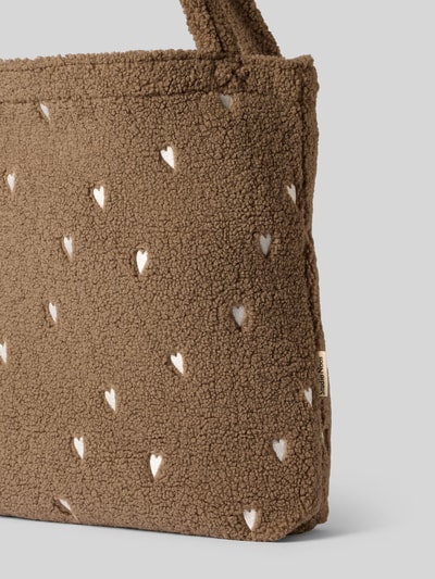 STUDIO NOOS Tote Bag mit Allover Logo-Stitching Modell 'Teddy' Taupe 3