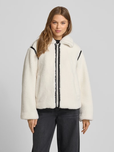 Tom Tailor Denim Kurtka z futerka o kroju regular fit z wykładanym kołnierzem Złamany biały 4