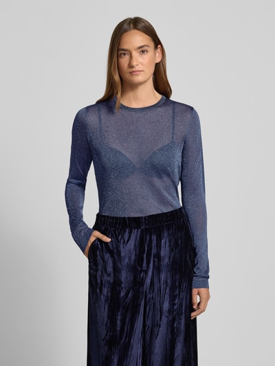 Christian Berg Cocktail Bluzka z długim rękawem o kroju regular fit z błyszczącej siateczki Ciemnoniebieski melanż 4