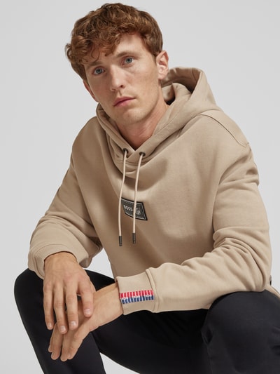 BOSS Orange Hoodie met labelpatch, model 'Moss' Beige - 3