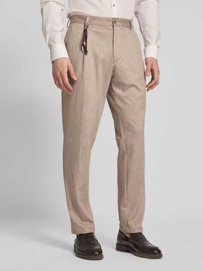 CG - Club of Gents Tapered Fit Bundfaltenhose mit Applikation Modell 'Olf' Beige 4