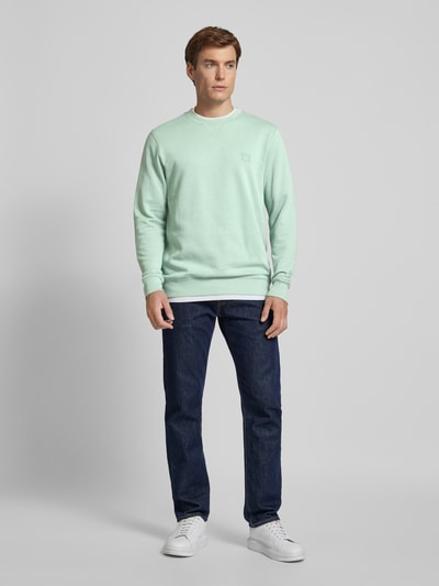 BOSS Orange Sweatshirt met labelpatch, model 'Westart' Lichtgroen - 1