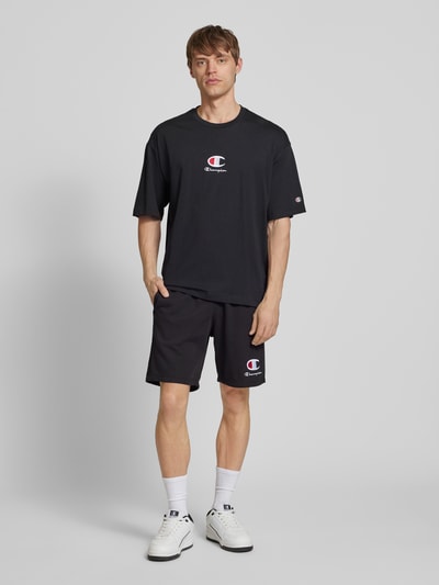 CHAMPION T-Shirt mit Label-Stitching Black 1