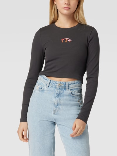 Only Cropped Longsleeve mit Motiv-Stitching Modell 'Mia' Black 4