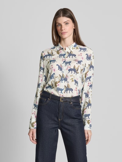 ETERNA Regular Fit Bluse aus Viskose im Allover-Look Offwhite 4
