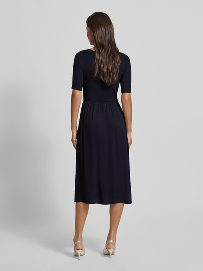 comma Sukienka midi z mieszanki wiskozy z okrągłym dekoltem Ciemnoniebieski 5