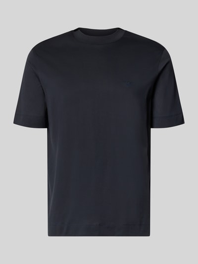 Produktfoto, T-Shirt mit Rundhalsausschnitt von Emporio Armani in Dunkelblau, Regular-Fit, gesäumte Abschlüsse:, 1/2-Arm, Rückenlänge 71 cm bei Größe M