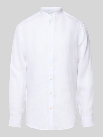 Christian Berg Men Regular Fit Leinenhemd mit Stehkragen Weiss 2