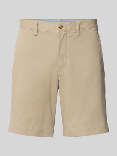 Produktfoto, Straight Fit Chinoshorts aus Baumwoll-Mix van Polo Ralph Lauren in effen beige met riemlussen, knoopsluiting, zit- en steekzakken
