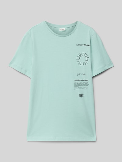 s.Oliver RED LABEL T-shirt o kroju regular fit z czystej bawełny Turkusowy 1