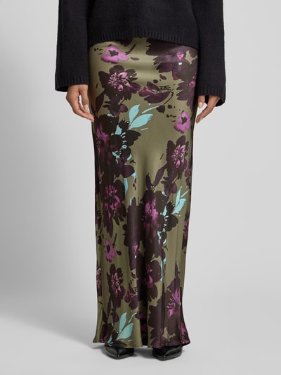 mbyM Długa spódnica z wiskozy z elastycznym pasem model ‘Malira’ Khaki 4