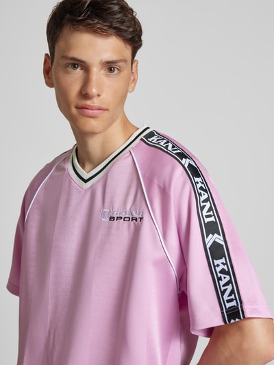 KARL KANI T-Shirt mit Label-Stitching Pink 3