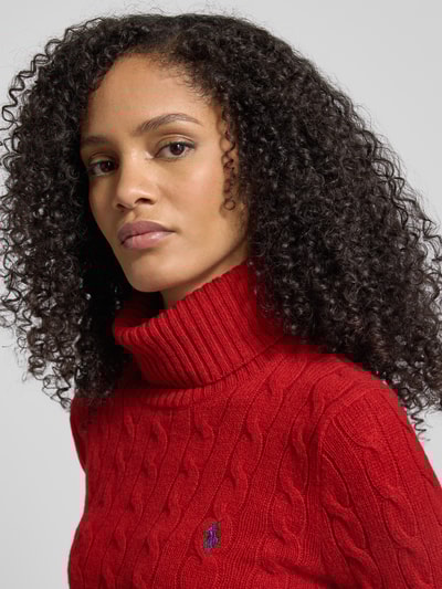 Polo Ralph Lauren Strickpullover mit Label-Stitching Dunkelrot 3