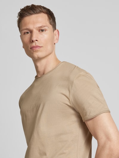 Strellson T-shirt met ronde hals en gemêleerde look Beige - 3