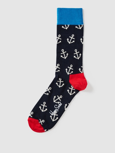 Happy Socks Sokken met all-over motief, model 'ANCHOR' Donkerblauw - 1