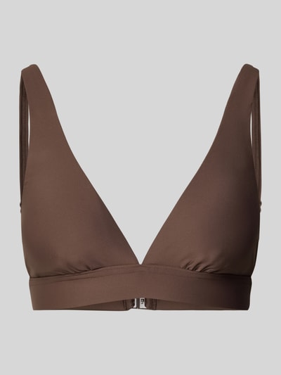 Produktfoto, Bikini-Oberteil im Allover-Look von Jake*s Casual in Braun, glatte Oberfläche, körpernahe Passform, Material-Mix mit Stretch-Anteil.