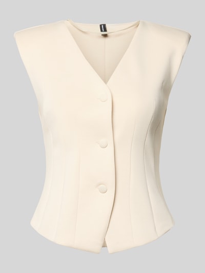 VERO MODA slim fit top met knoopsluiting model 'SCARLET' Beige - 2