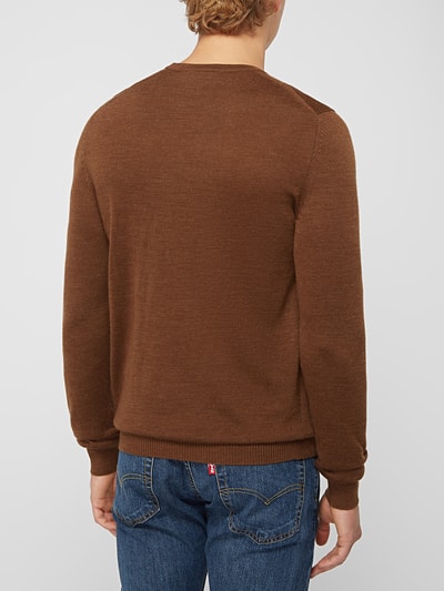 Bruun & Stengade Pullover van merinowolmix, model 'Jupiter' Cognac - 5